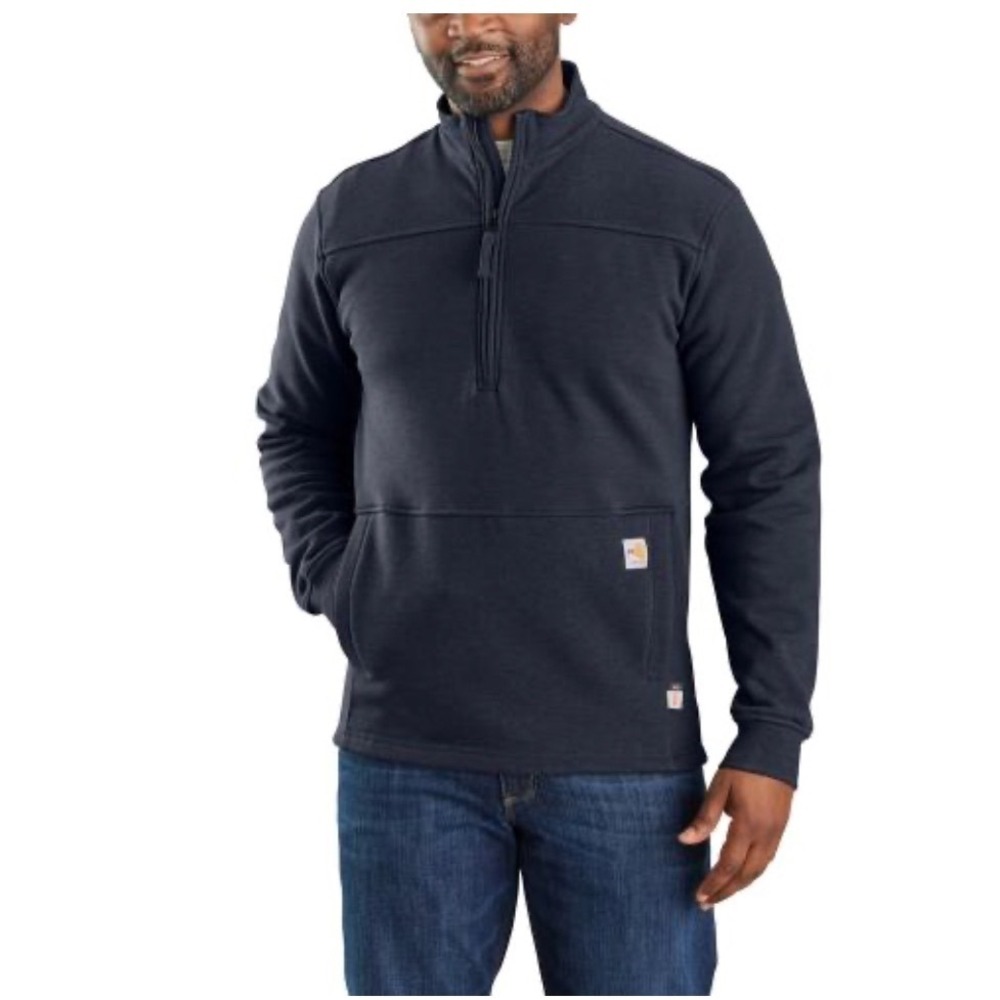 Carhartt FR Rain Defender Mock Neck Pullover Navy 2XL Tall OJ5012-FRM CAT 2